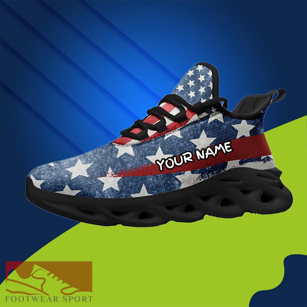 American Flag Chunky Sneakers US Flag Pattern Trend Max Soul Shoes Custom Name - Custom Name 8 Max Soul American Flag Chunky Sneakers