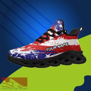 American Flag Chunky Sneakers US Flag Pattern Trendy Max Soul Shoes Custom Name - Custom Name 2 Max Soul American Flag Chunky Sneakers