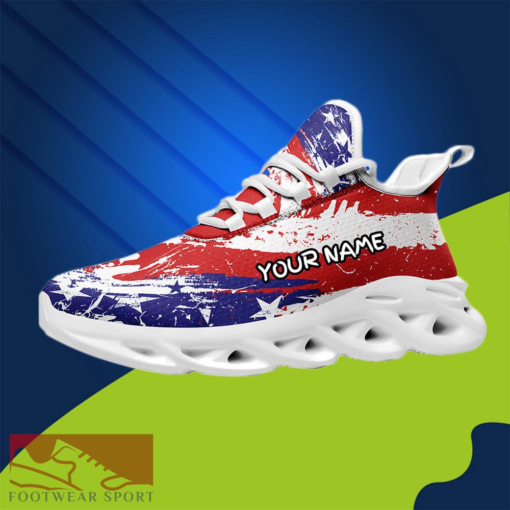 American Flag Chunky Sneakers US Flag Pattern Trendy Max Soul Shoes Custom Name - Custom Name 1 Max Soul American Flag Chunky Sneakers