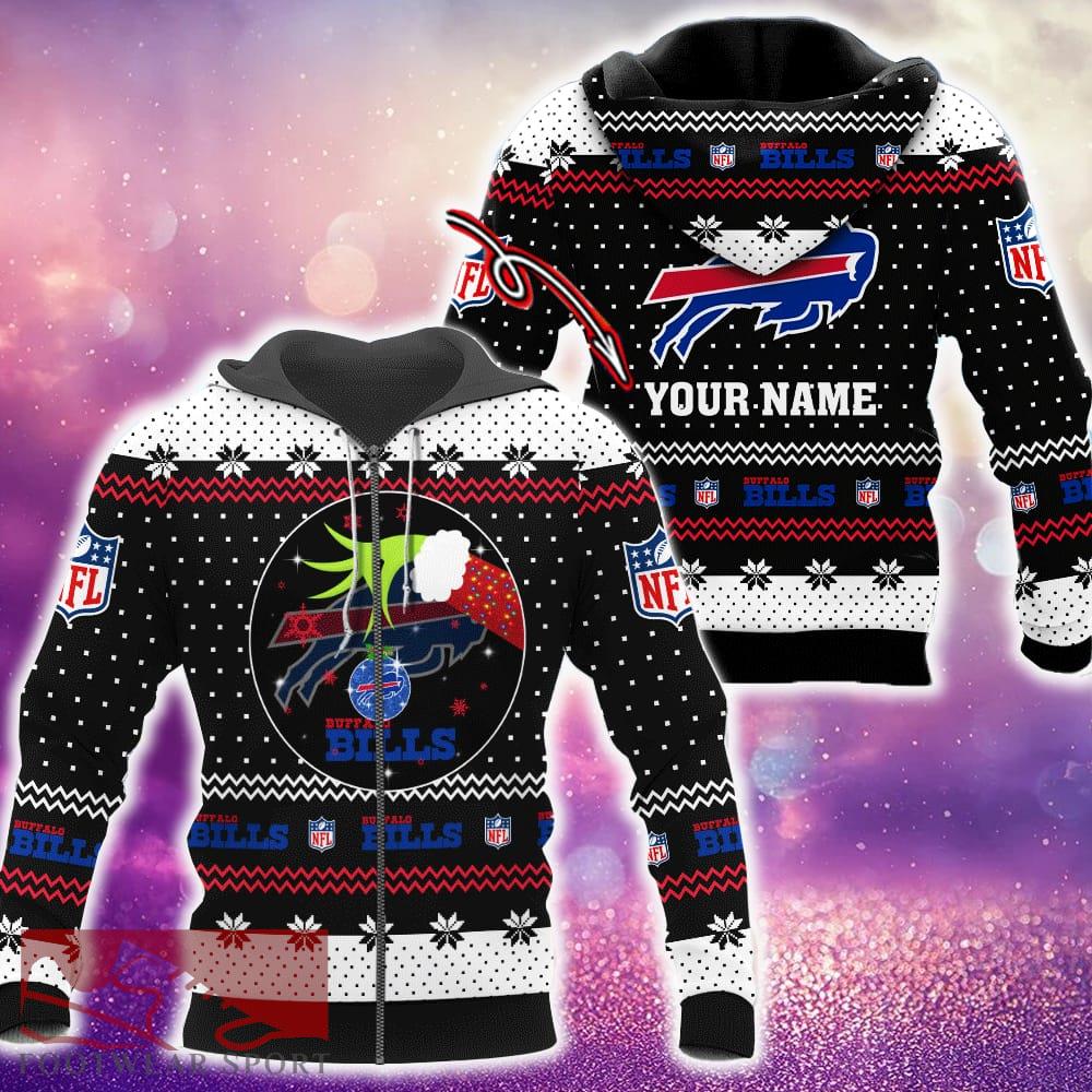 Buffalo Bills Grinch Funny Design Ugly 3D Zip Hoodie Pullover Print Personalized - Buffalo Bills Grinch Funny Design Ugly 3D Zip Hoodie Pullover Print Personalized