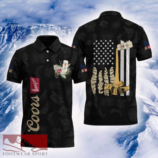 Coors Banquet US Flag Polo Shirt Black Color Beer Lovers Gift For Mens AOP - Coors Banquet US Flag Polo Shirt Black Color Beer Lovers Gift For Mens AOP