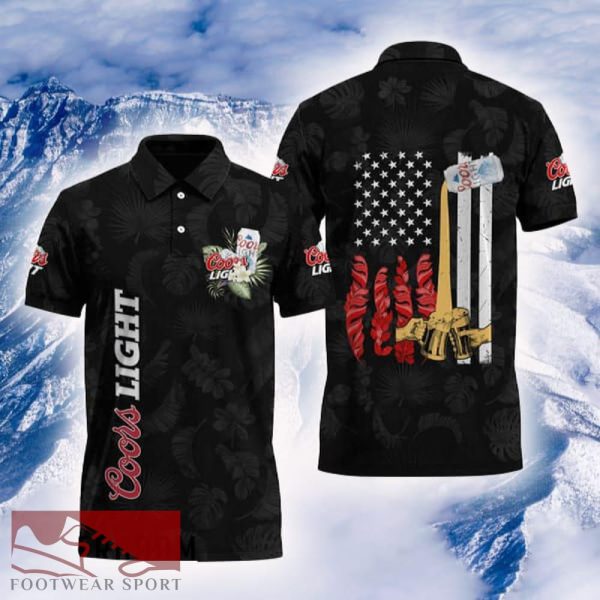 Coors Light US Flag Polo Shirt Black Color Beer Lovers Gift For Mens AOP - Coors Light US Flag Polo Shirt Black Color Beer Lovers Gift For Mens AOP