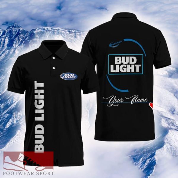 Custom Name Bud Light Polo Shirt Black Color Beer Lovers Gift For Mens AOP - Custom Name Bud Light Polo Shirt Black Color Beer Lovers Gift For Mens AOP