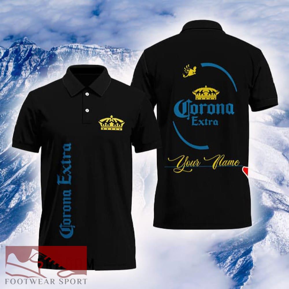 Custom Name Corona Extra Polo Shirt Black Color Beer Lovers Gift For Mens AOP - Custom Name Corona Extra Polo Shirt Black Color Beer Lovers Gift For Mens AOP
