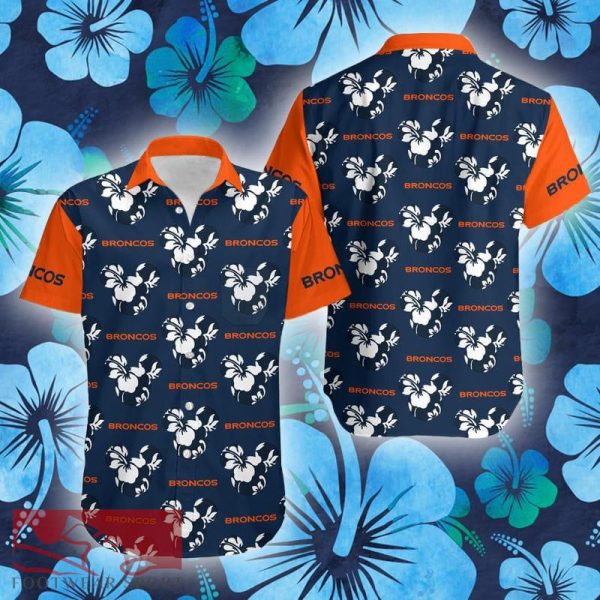 Denver Broncos Mickey and Flowers Hawaiian Shirt Gift Summer - Denver Broncos Mickey and Flowers Hawaiian Shirt Gift Summer