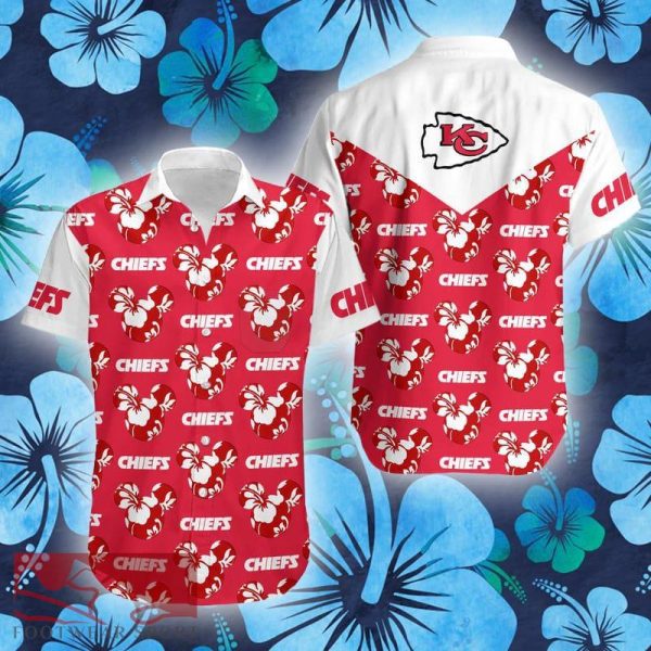 Kansas City Chiefs Mickey and Flowers Hawaiian Shirt Gift Summer - Kansas City Chiefs Mickey and Flowers Hawaiian Shirt Gift Summer