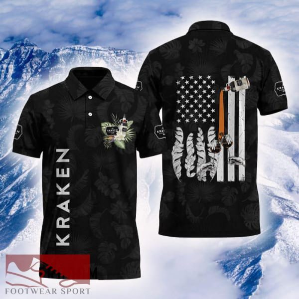 Kraken Rum US Flag Polo Shirt Black Color Beer Lovers Gift For Mens AOP - Kraken Rum US Flag Polo Shirt Black Color Beer Lovers Gift For Mens AOP