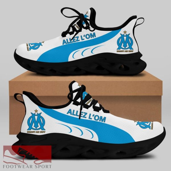 Olympique de Marseille Ligue 1 Logo Chunky Sneakers Attitude Max Soul Shoes For Fans - Olympique de Marseille Chunky Sneakers White Black Max Soul Shoes For Men And Women Photo 2