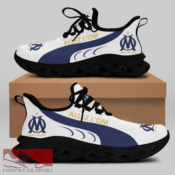 Olympique de Marseille Ligue 1 Logo Chunky Sneakers Casual Max Soul Shoes For Fans - Olympique de Marseille Chunky Sneakers White Black Max Soul Shoes For Men And Women Photo 2
