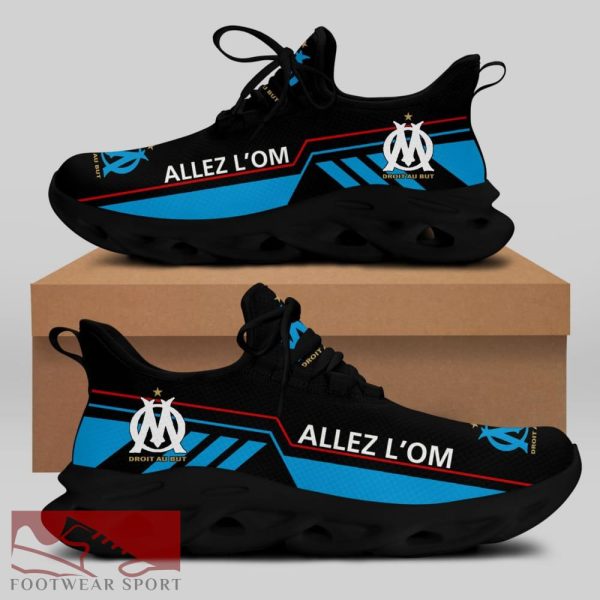 Olympique de Marseille Ligue 1 Logo Chunky Sneakers Creative Max Soul Shoes For Fans - Olympique de Marseille Chunky Sneakers White Black Max Soul Shoes For Men And Women Photo 1