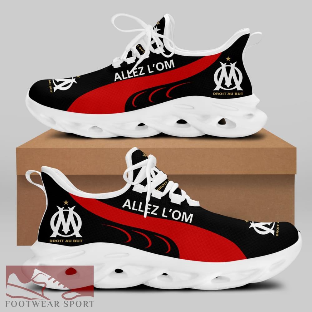 Olympique de Marseille Ligue 1 Logo Chunky Sneakers Culture Max Soul Shoes For Fans - Olympique de Marseille Chunky Sneakers White Black Max Soul Shoes For Men And Women Photo 2