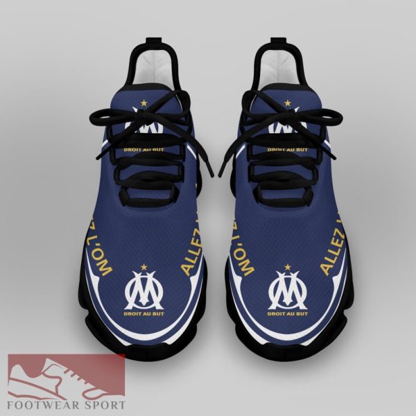 Olympique de Marseille Ligue 1 Logo Chunky Sneakers Distinctive Max Soul Shoes For Fans - Olympique de Marseille Chunky Sneakers White Black Max Soul Shoes For Men And Women Photo 4