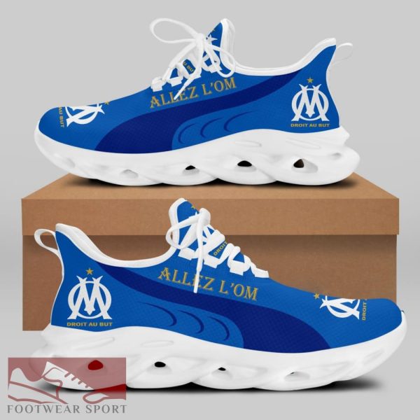 Olympique de Marseille Ligue 1 Logo Chunky Sneakers Dynamic Max Soul Shoes For Fans - Olympique de Marseille Chunky Sneakers White Black Max Soul Shoes For Men And Women Photo 2