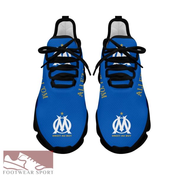 Olympique de Marseille Ligue 1 Logo Chunky Sneakers Dynamic Max Soul Shoes For Fans - Olympique de Marseille Chunky Sneakers White Black Max Soul Shoes For Men And Women Photo 3
