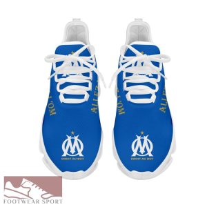Olympique de Marseille Ligue 1 Logo Chunky Sneakers Dynamic Max Soul Shoes For Fans - Olympique de Marseille Chunky Sneakers White Black Max Soul Shoes For Men And Women Photo 4