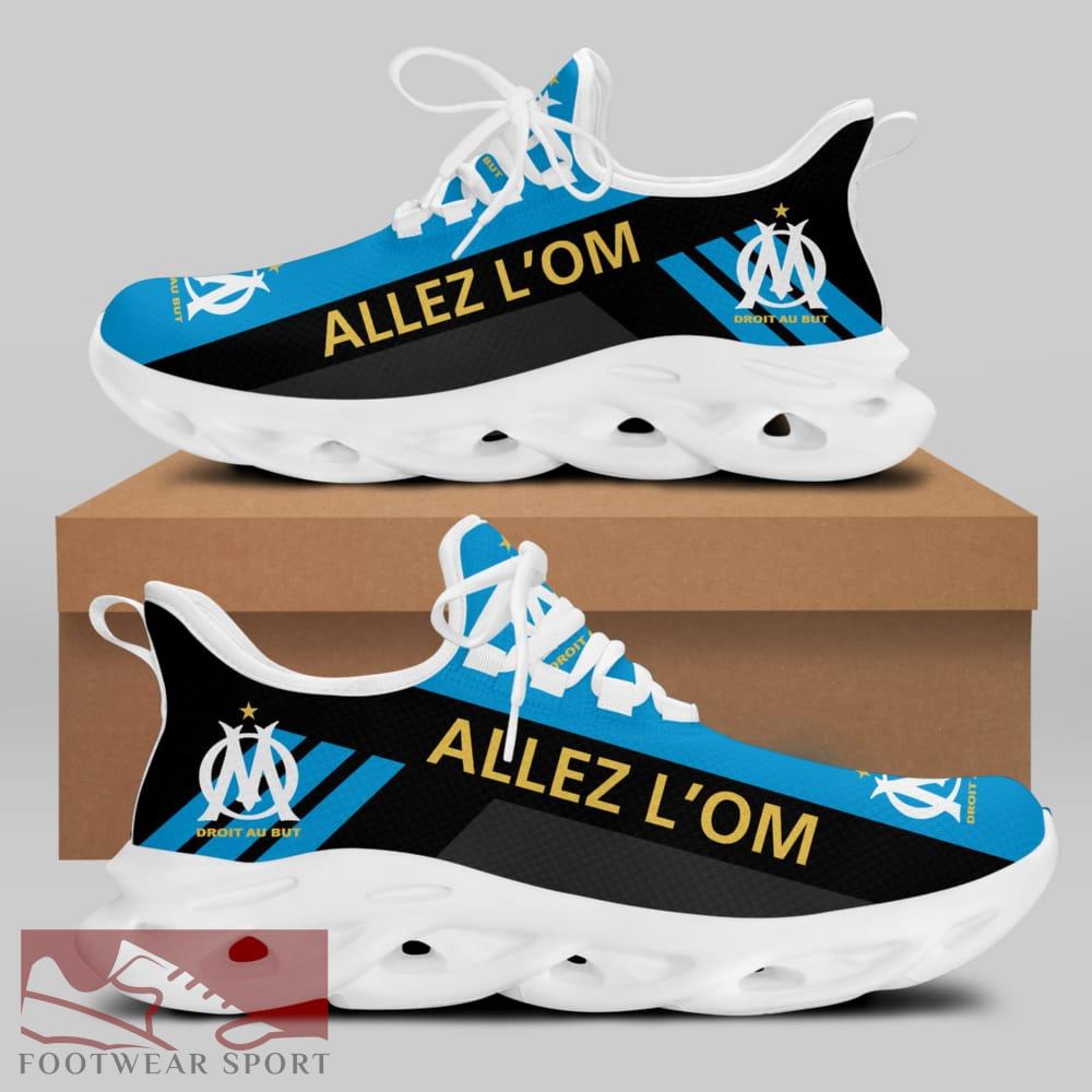 Olympique de Marseille Ligue 1 Logo Chunky Sneakers Exclusive Max Soul Shoes For Fans - Olympique de Marseille Chunky Sneakers White Black Max Soul Shoes For Men And Women Photo 2
