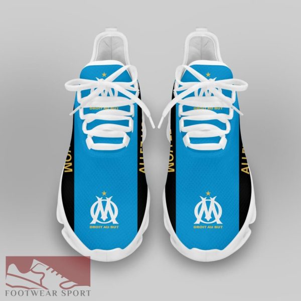 Olympique de Marseille Ligue 1 Logo Chunky Sneakers Exclusive Max Soul Shoes For Fans - Olympique de Marseille Chunky Sneakers White Black Max Soul Shoes For Men And Women Photo 3