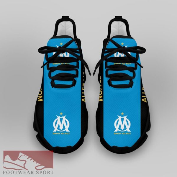 Olympique de Marseille Ligue 1 Logo Chunky Sneakers Exclusive Max Soul Shoes For Fans - Olympique de Marseille Chunky Sneakers White Black Max Soul Shoes For Men And Women Photo 4