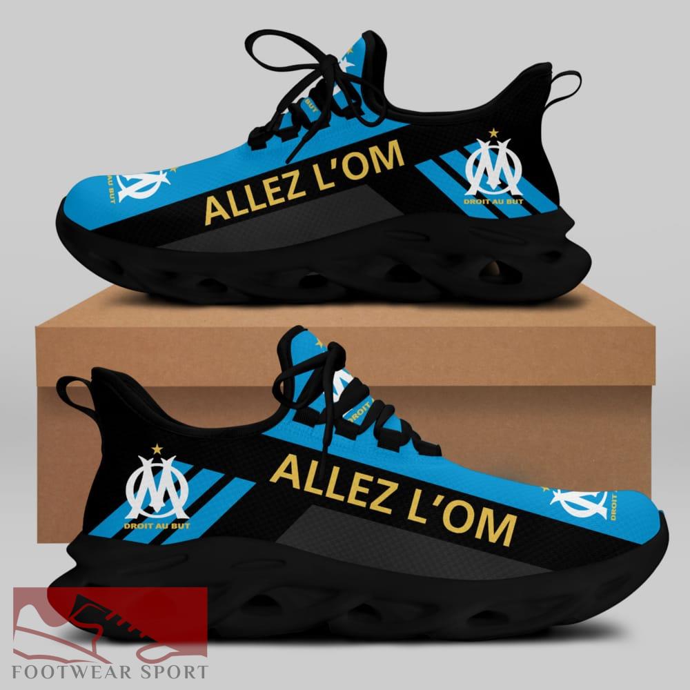 Olympique de Marseille Ligue 1 Logo Chunky Sneakers Exclusive Max Soul Shoes For Fans - Olympique de Marseille Chunky Sneakers White Black Max Soul Shoes For Men And Women Photo 1