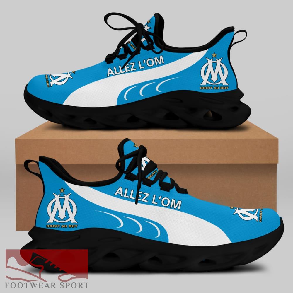 Olympique de Marseille Ligue 1 Logo Chunky Sneakers Explore Max Soul Shoes For Fans - Olympique de Marseille Chunky Sneakers White Black Max Soul Shoes For Men And Women Photo 1