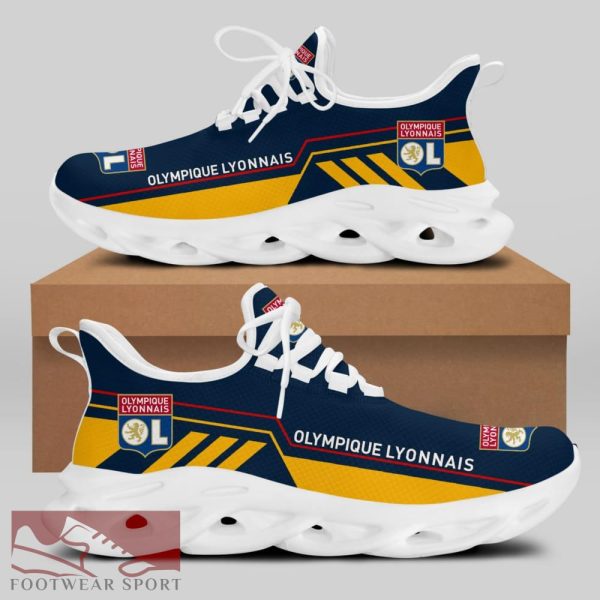 Olympique Lyonnais Ligue 1 Logo Chunky Sneakers Athletic Max Soul Shoes For Fans - Olympique Lyonnais Chunky Sneakers White Black Max Soul Shoes For Men And Women Photo 2