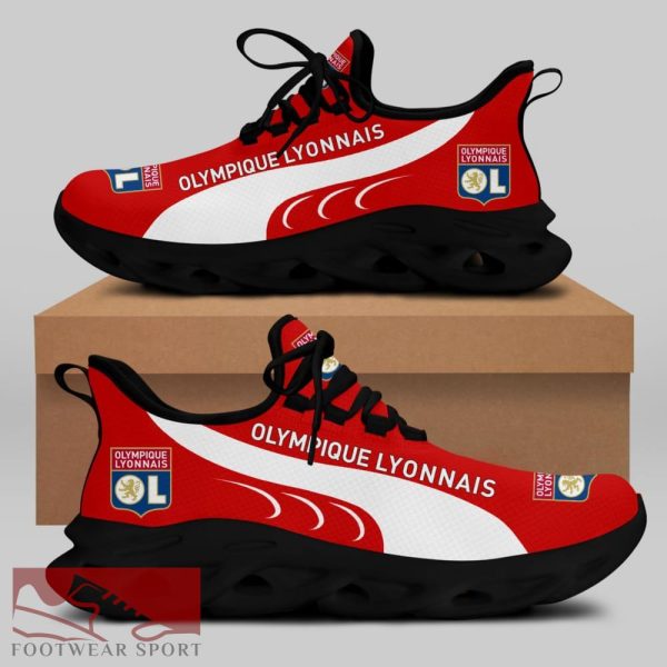 Olympique Lyonnais Ligue 1 Logo Chunky Sneakers Statement Max Soul Shoes For Fans - Olympique Lyonnais Chunky Sneakers White Black Max Soul Shoes For Men And Women Photo 2