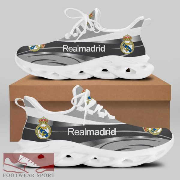 Real Madrid Laliga Running Shoes Unique Max Soul Sneakers For Fans - Real Madrid Chunky Sneakers White Black Max Soul Shoes For Men And Women Photo 1