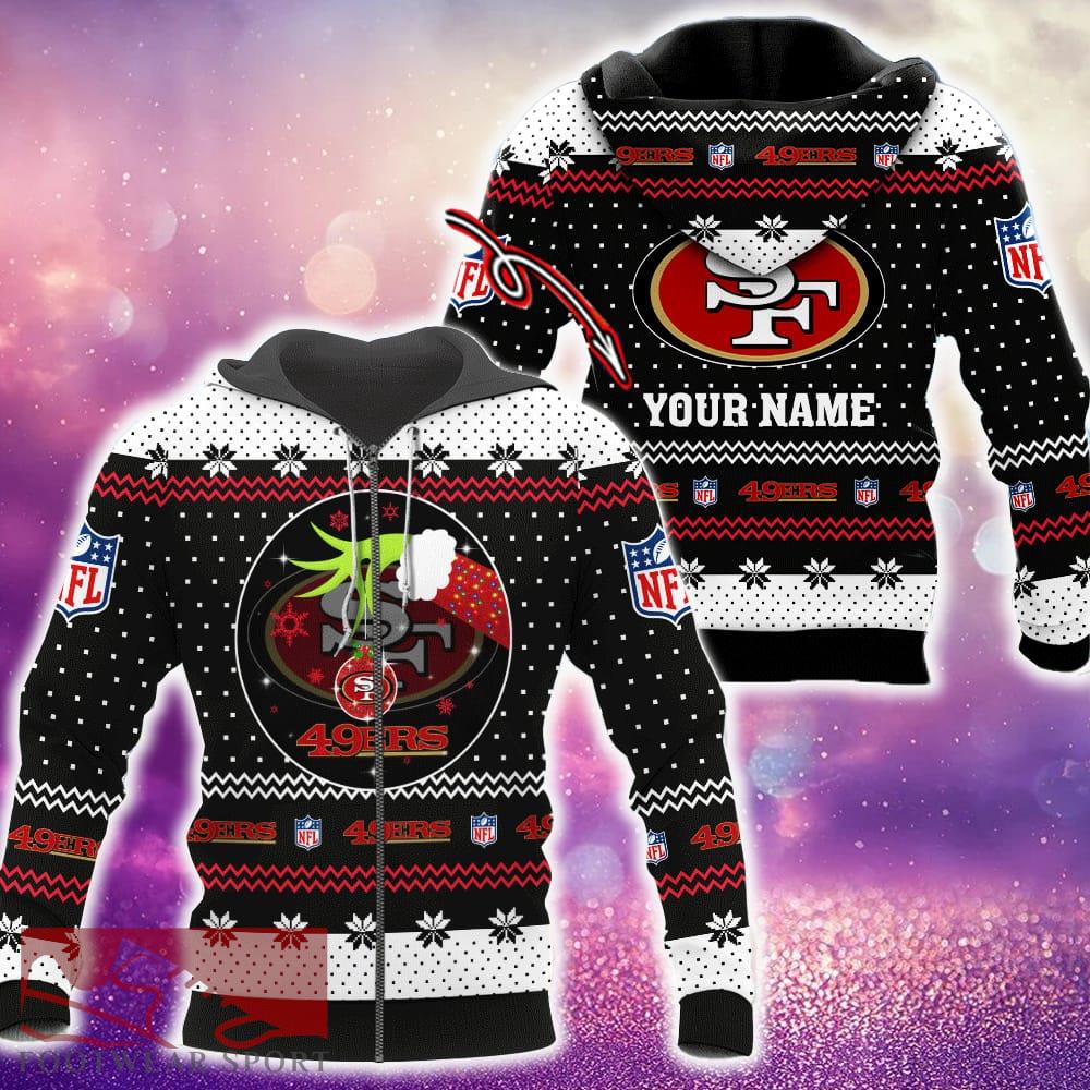 San Francisco 49ers Grinch Funny Design Ugly 3D Zip Hoodie Pullover Print Personalized - San Francisco 49ers Grinch Funny Design Ugly 3D Zip Hoodie Pullover Print Personalized