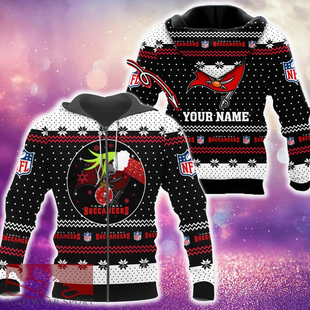 Tampa Bay Buccaneers Grinch Funny Design Ugly 3D Zip Hoodie Pullover Print Personalized - Tampa Bay Buccaneers Grinch Funny Design Ugly 3D Zip Hoodie Pullover Print Personalized