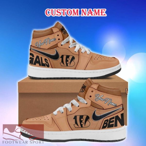 Cincinnati Bengals Brown Air Jordan HighTop Shoes Ideas Custom Name Gift Fans Hightop Sneakers - Cincinnati Bengals Brown Air Jordan HighTop Shoes Ideas Custom Name Gift Fans Hightop Sneakers