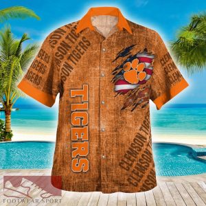 Clemson Tigers American Flag Retro Printed Button Hawaiian Shirt For Men And Women Gift Summer Beach - Clemson Tigers American Flag Retro Printed Button Shirt_1