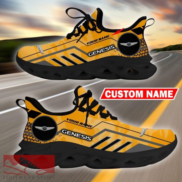 Custom Name Genesis Logo Camo Yellow Max Soul Sneakers Racing Car And Motorcycle Chunky Sneakers - Genesis Logo Racing Car Tractor Farmer Max Soul Shoes Personalized Photo 2