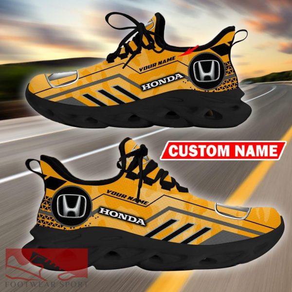 Custom Name Honda Logo Camo Yellow Max Soul Sneakers Racing Car And Motorcycle Chunky Sneakers - Honda Logo Racing Car Tractor Farmer Max Soul Shoes Personalized Photo 2