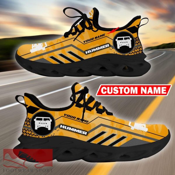 Custom Name Hummer Logo Camo Yellow Max Soul Sneakers Racing Car And Motorcycle Chunky Sneakers - Hummer Logo Racing Car Tractor Farmer Max Soul Shoes Personalized Photo 2