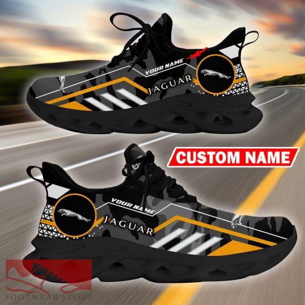 Custom Name Jaguar Logo Camo Black Max Soul Sneakers Racing Car And Motorcycle Chunky Sneakers - Jaguar Logo Racing Car Tractor Farmer Max Soul Shoes Personalized Photo 1