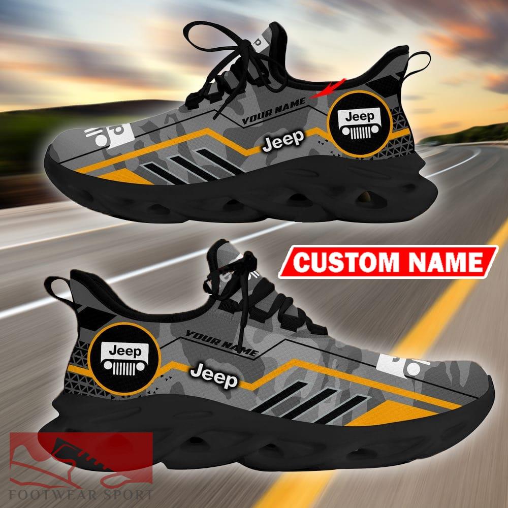 Custom Name Jeep Logo Camo Grey Max Soul Sneakers Racing Car And Motorcycle Chunky Sneakers - Jeep Logo Racing Car Tractor Farmer Max Soul Shoes Personalized Photo 3