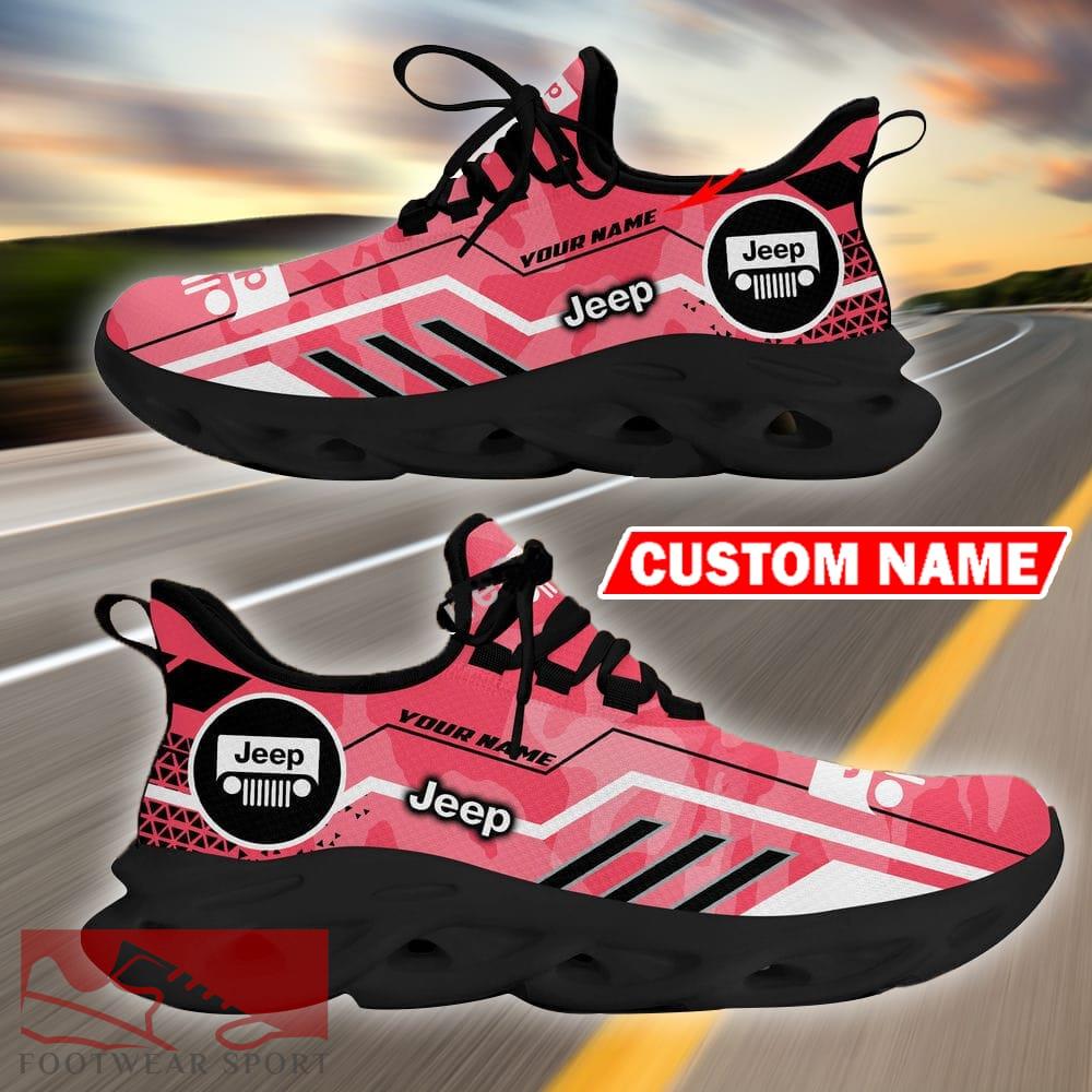 Custom Name Jeep Logo Camo Pink Max Soul Sneakers Racing Car And Motorcycle Chunky Sneakers - Jeep Logo Racing Car Tractor Farmer Max Soul Shoes Personalized Photo 5
