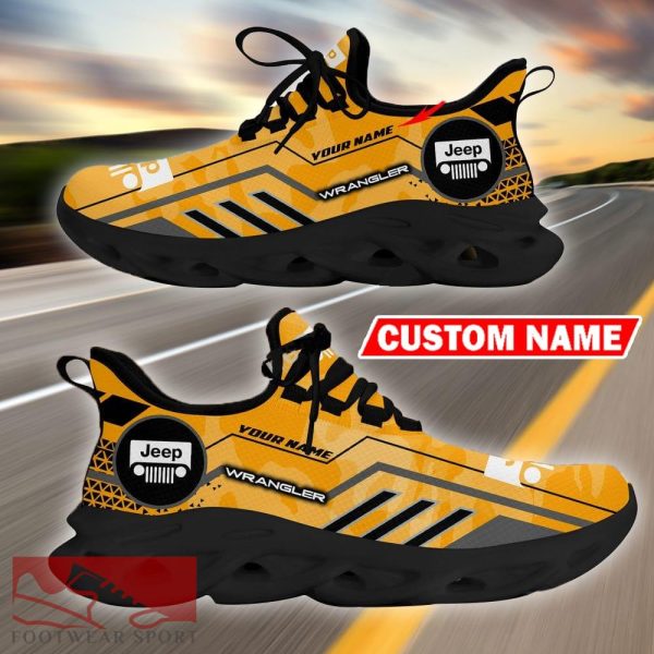 Custom Name Jeep Wrangler Logo Camo Yellow Max Soul Sneakers Racing Car And Motorcycle Chunky Sneakers - Jeep Wrangler Logo Racing Car Tractor Farmer Max Soul Shoes Personalized Photo 2