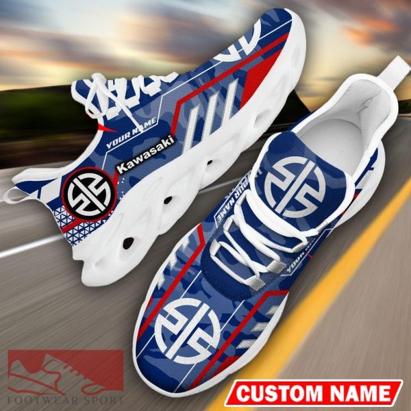 Custom Name Kawasaki Logo Camo Blue Max Soul Sneakers Racing Car And Motorcycle Chunky Sneakers - Kawasaki Logo Racing Car Tractor Farmer Max Soul Shoes Personalized Photo 18