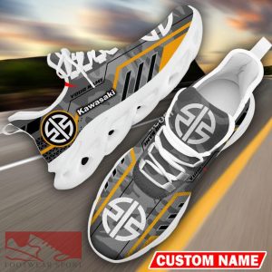 Custom Name Kawasaki Logo Camo Grey Max Soul Sneakers Racing Car And Motorcycle Chunky Sneakers - Kawasaki Logo Racing Car Tractor Farmer Max Soul Shoes Personalized Photo 13