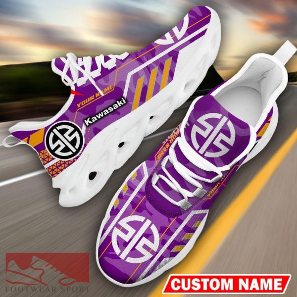 Custom Name Kawasaki Logo Camo Purple Max Soul Sneakers Racing Car And Motorcycle Chunky Sneakers - Kawasaki Logo Racing Car Tractor Farmer Max Soul Shoes Personalized Photo 16