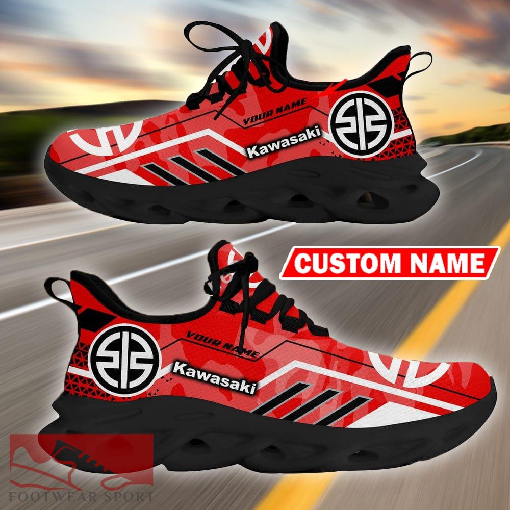 Custom Name Kawasaki Logo Camo Red Max Soul Sneakers Racing Car And Motorcycle Chunky Sneakers - Kawasaki Logo Racing Car Tractor Farmer Max Soul Shoes Personalized Photo 4