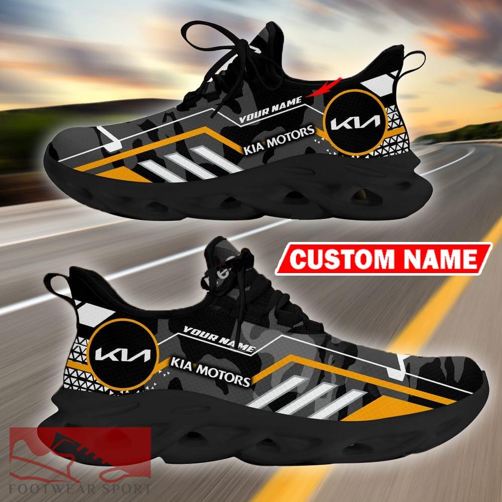 Custom Name Kia Logo Camo Black Max Soul Sneakers Racing Car And Motorcycle Chunky Sneakers - Kia Logo Racing Car Tractor Farmer Max Soul Shoes Personalized Photo 1