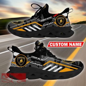 Custom Name Lamborghini Logo Camo Black Max Soul Sneakers Racing Car And Motorcycle Chunky Sneakers - Lamborghini Logo Racing Car Tractor Farmer Max Soul Shoes Personalized Photo 1