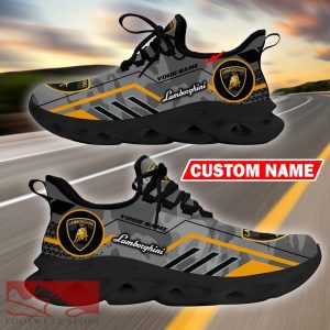 Custom Name Lamborghini Logo Camo Grey Max Soul Sneakers Racing Car And Motorcycle Chunky Sneakers - Lamborghini Logo Racing Car Tractor Farmer Max Soul Shoes Personalized Photo 3