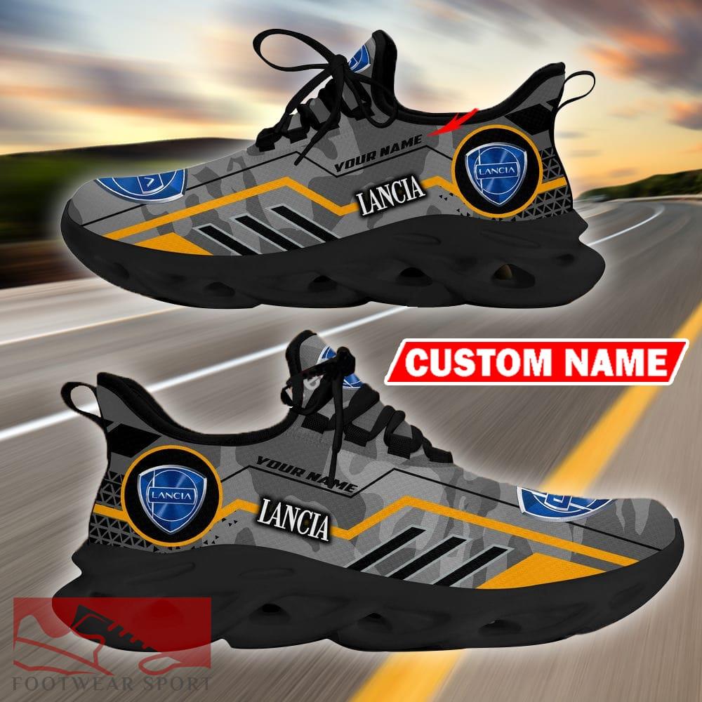 Custom Name Lancia Logo Camo Grey Max Soul Sneakers Racing Car And Motorcycle Chunky Sneakers - Lancia Logo Racing Car Tractor Farmer Max Soul Shoes Personalized Photo 3