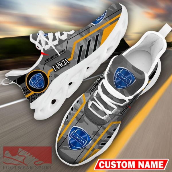 Custom Name Lancia Logo Camo Grey Max Soul Sneakers Racing Car And Motorcycle Chunky Sneakers - Lancia Logo Racing Car Tractor Farmer Max Soul Shoes Personalized Photo 13