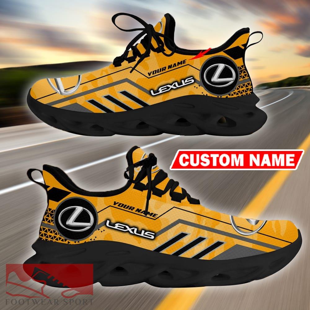 Custom Name Lexus Logo Camo Yellow Max Soul Sneakers Racing Car And Motorcycle Chunky Sneakers - Lexus Logo Racing Car Tractor Farmer Max Soul Shoes Personalized Photo 2