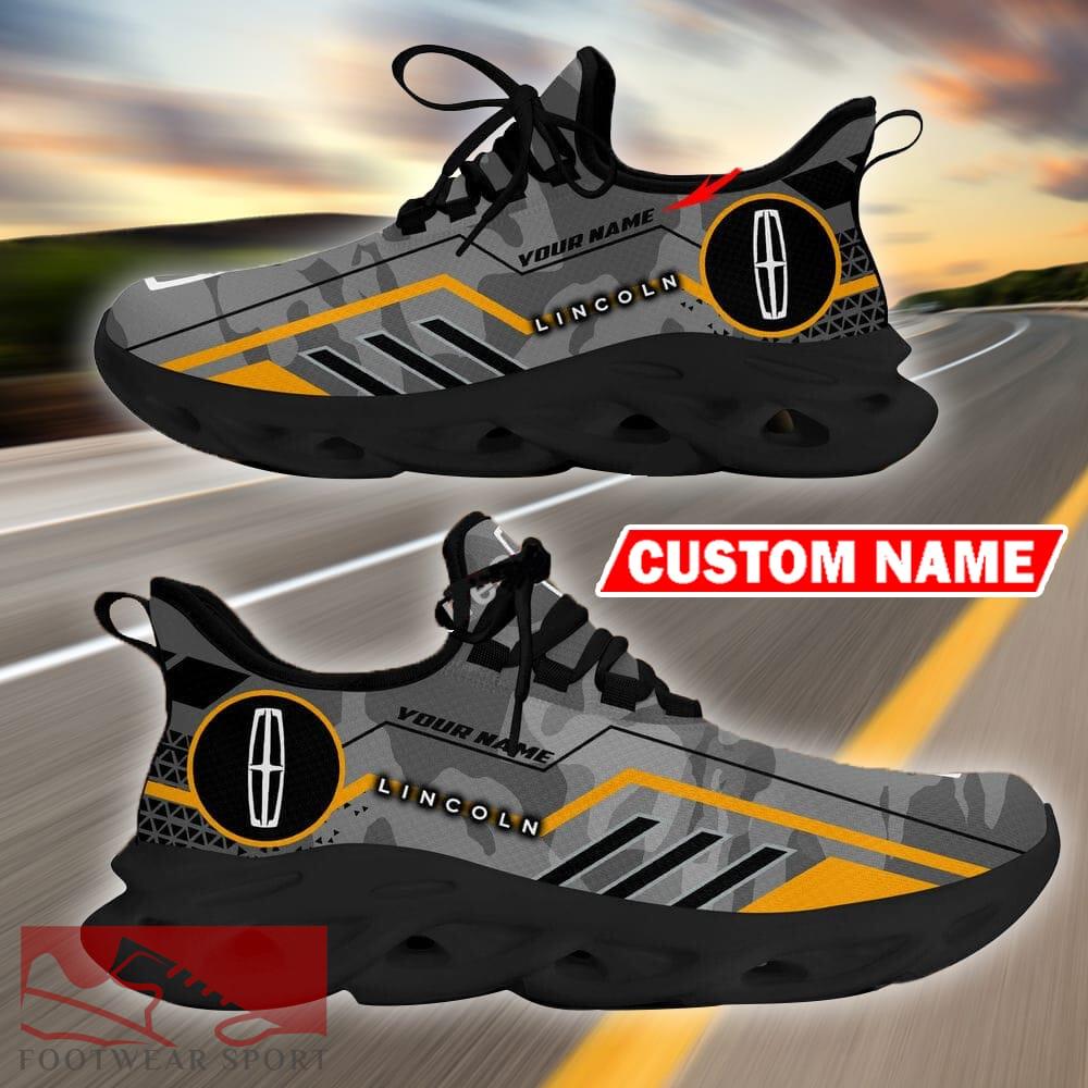Custom Name Lincoln Logo Camo Grey Max Soul Sneakers Racing Car And Motorcycle Chunky Sneakers - Lincoln Logo Racing Car Tractor Farmer Max Soul Shoes Personalized Photo 3