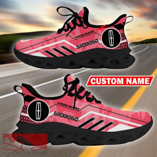 Custom Name Lincoln Logo Camo Pink Max Soul Sneakers Racing Car And Motorcycle Chunky Sneakers - Lincoln Logo Racing Car Tractor Farmer Max Soul Shoes Personalized Photo 5